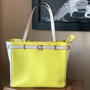 Kate Spade cream and Yellow Leather Tote Bag